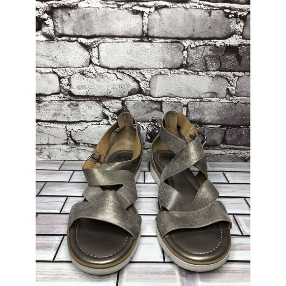 Sofft Maribel Pewter Leather Buckle Strappy Wedge Sandals Women’s Sz 10M US/42EU - Picture 15 of 16